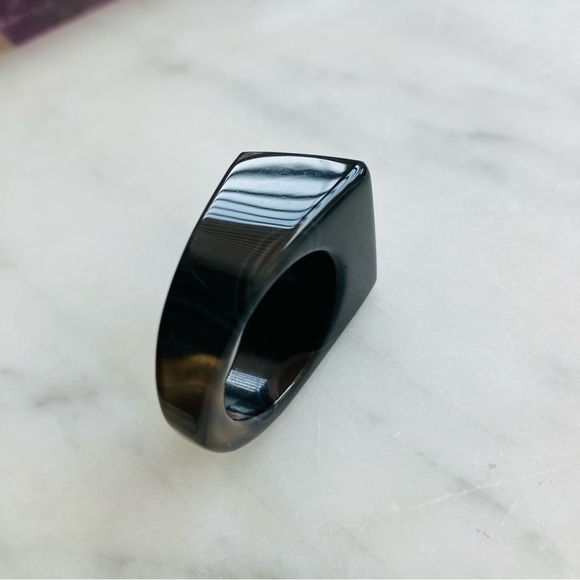 Black Sardonyx Geode Druzy Ring - Picture 9 of 10